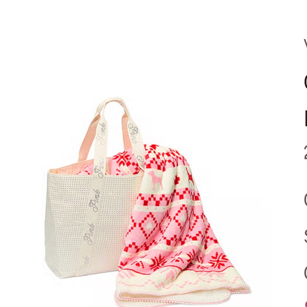 Victorias secret plush blanket and bling tote bag set